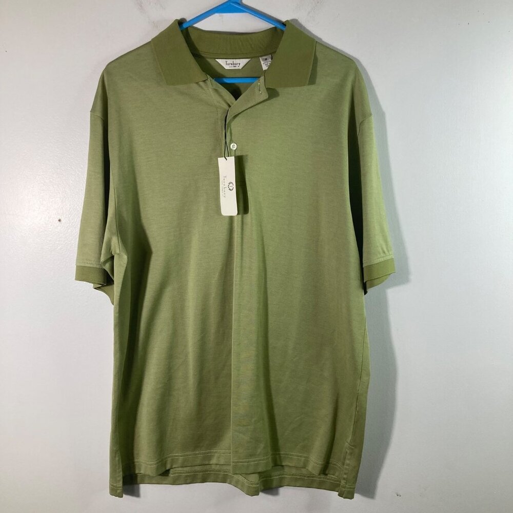 Mens Turnbury‎ Polo Shirt Peruvean Pima Cotton Green M NWD